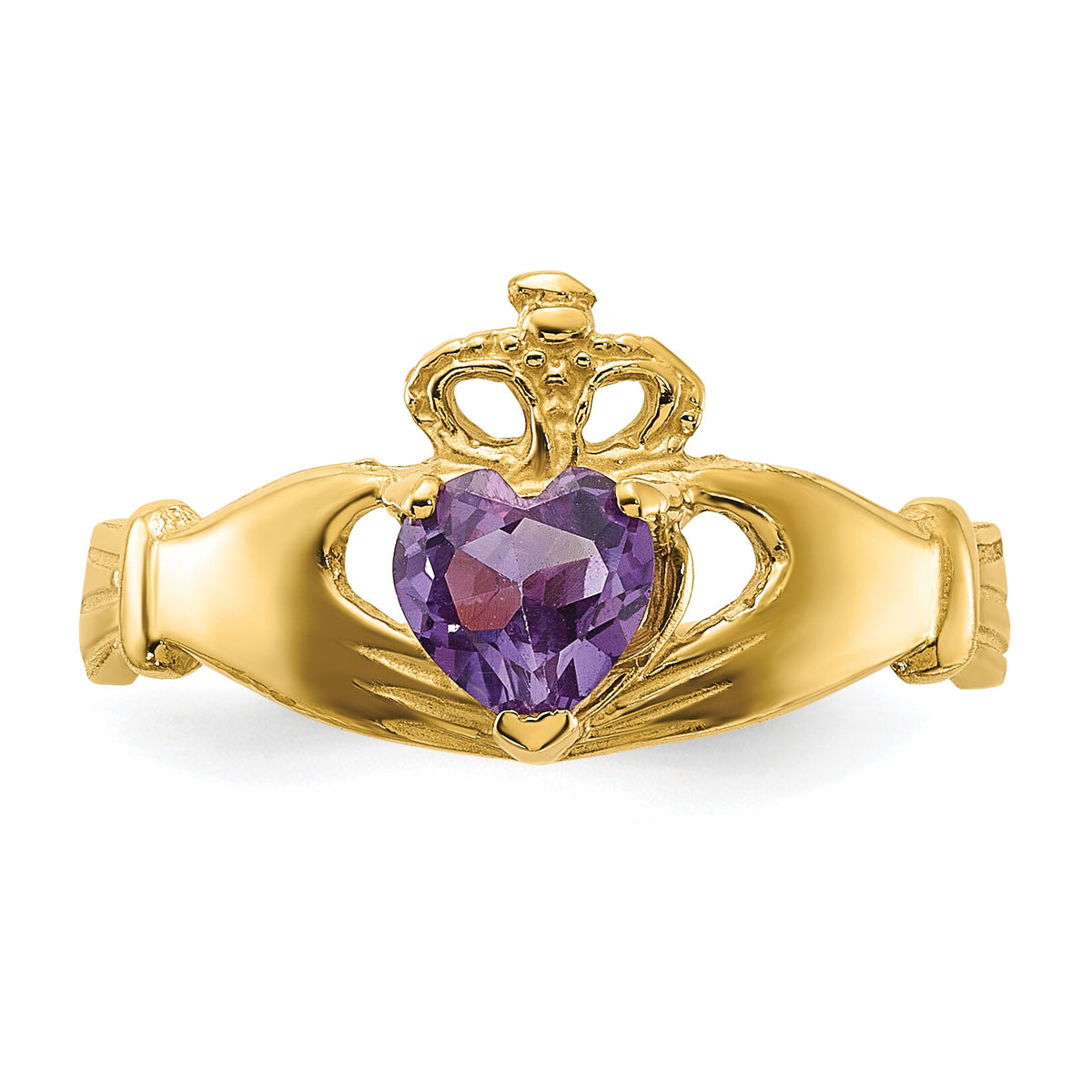 14k CZ June Birthstone Claddagh Heart Ring-D1797
