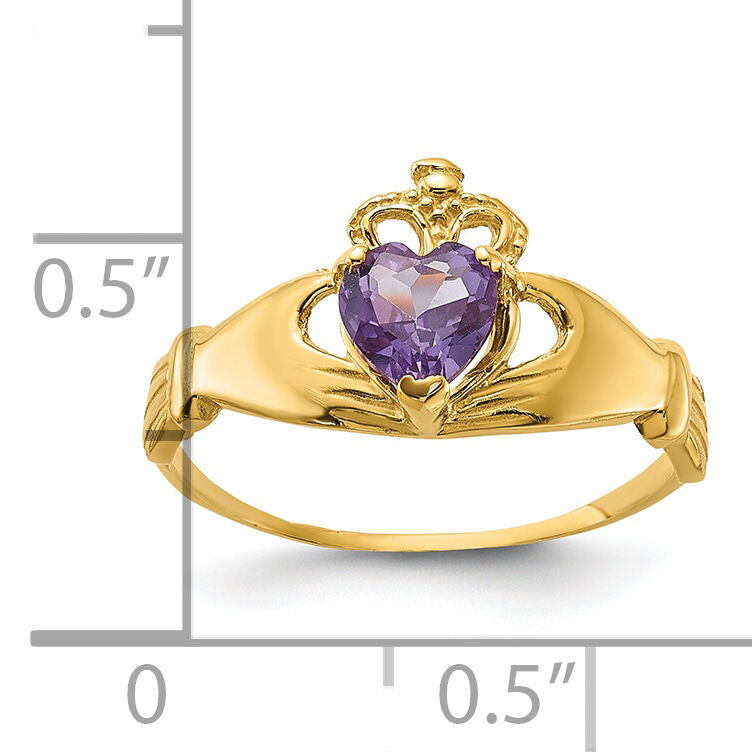 14k CZ June Birthstone Claddagh Heart Ring-D1797