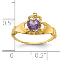 14k CZ June Birthstone Claddagh Heart Ring-D1797