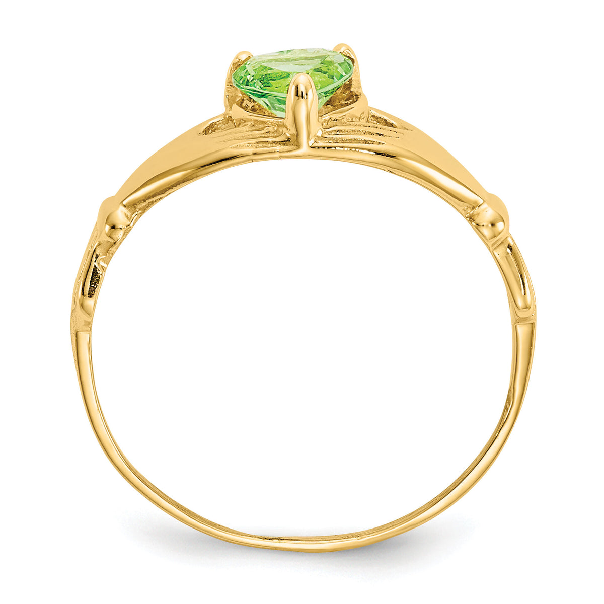 14k CZ August Birthstone Claddagh Heart Ring-D1799