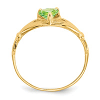 14k CZ August Birthstone Claddagh Heart Ring-D1799