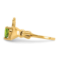 14k CZ August Birthstone Claddagh Heart Ring-D1799