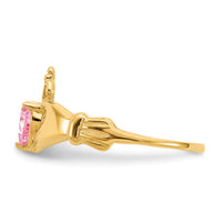 14k CZ October Birthstone Claddagh Heart Ring-D1801