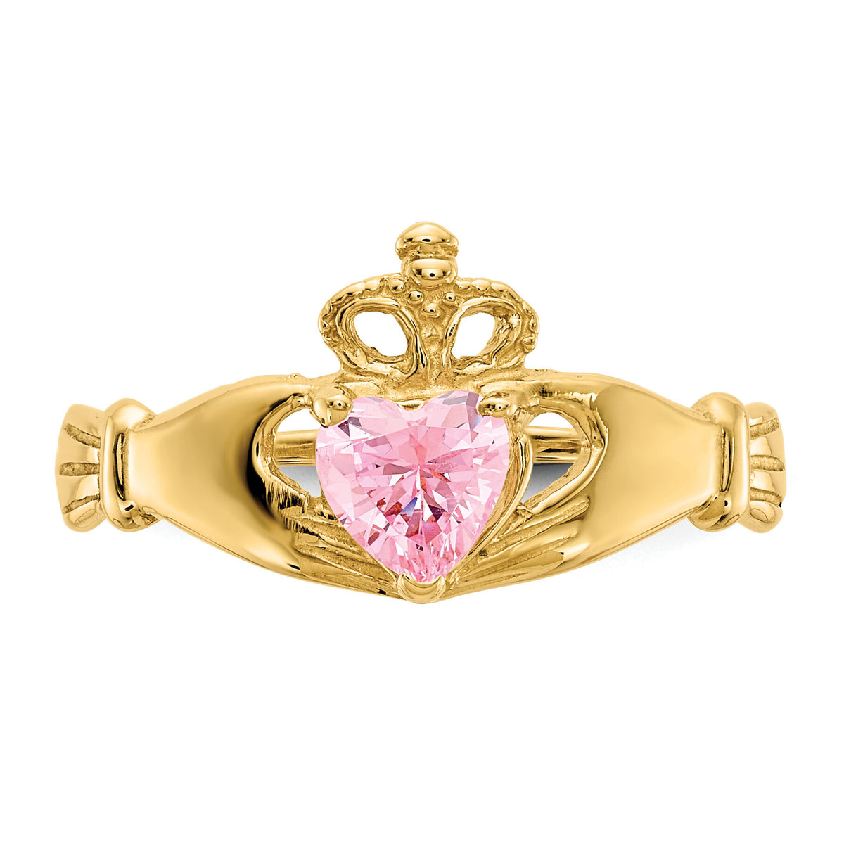 14k CZ October Birthstone Claddagh Heart Ring-D1801
