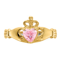 14k CZ October Birthstone Claddagh Heart Ring-D1801