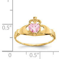 14k CZ October Birthstone Claddagh Heart Ring-D1801