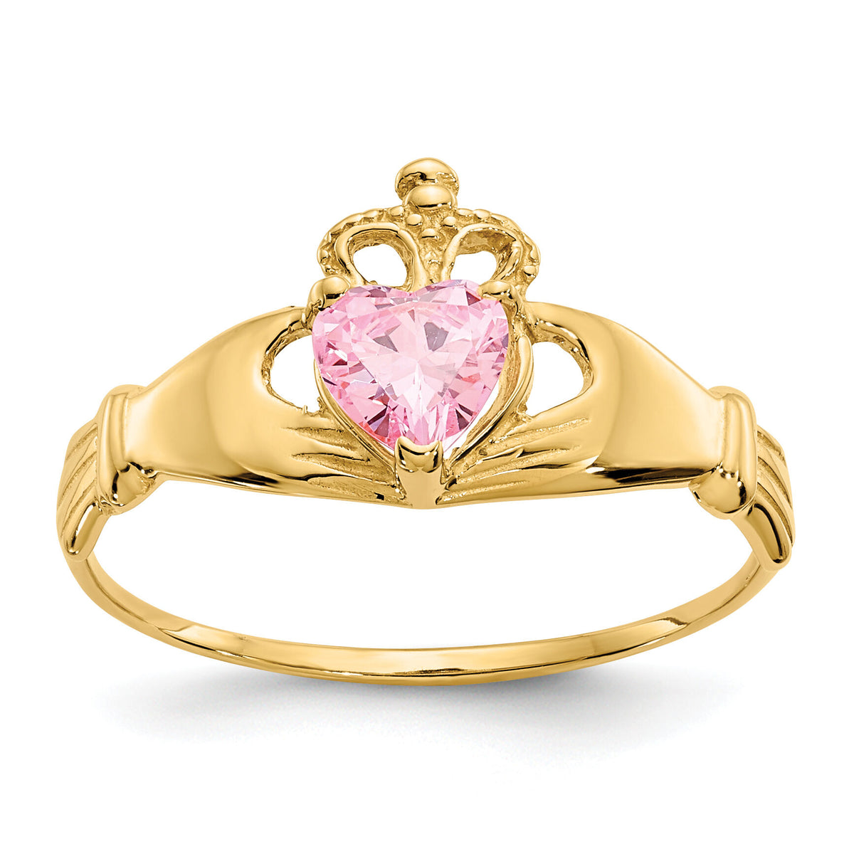 14k CZ October Birthstone Claddagh Heart Ring-D1801