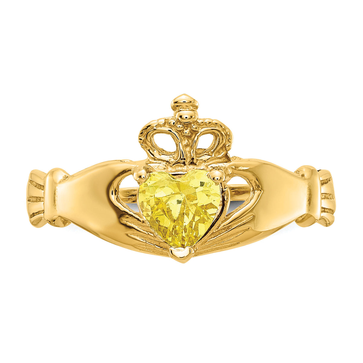 14k CZ November Birthstone Claddagh Heart Ring-D1802
