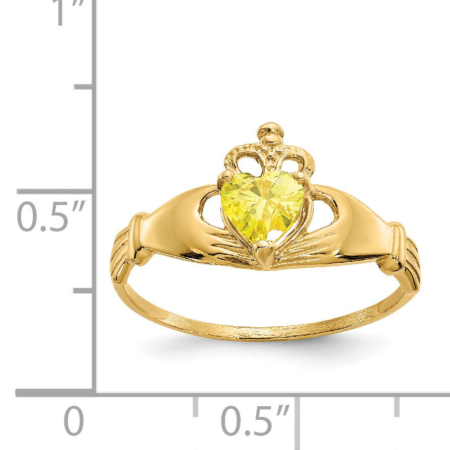 14k CZ November Birthstone Claddagh Heart Ring-D1802