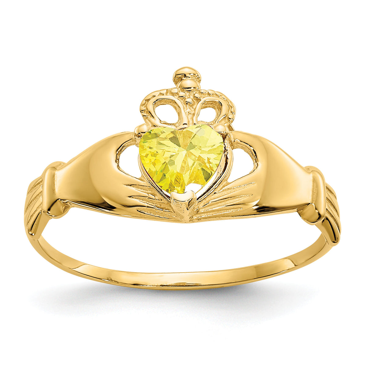 14k CZ November Birthstone Claddagh Heart Ring-D1802