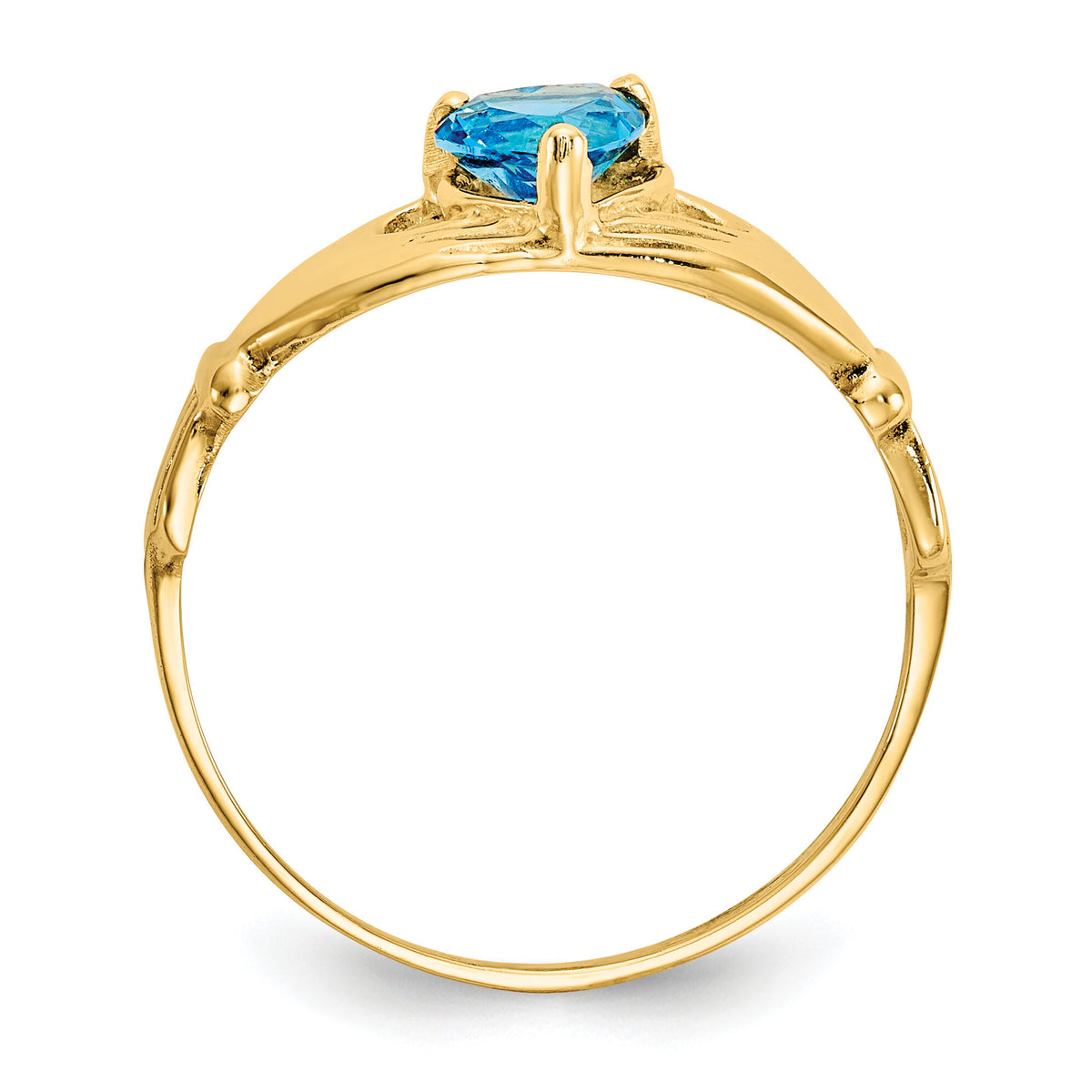 14k CZ December Birthstone Claddagh Heart Ring-D1803