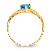 14k CZ December Birthstone Claddagh Heart Ring-D1803