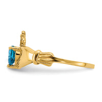 14k CZ December Birthstone Claddagh Heart Ring-D1803