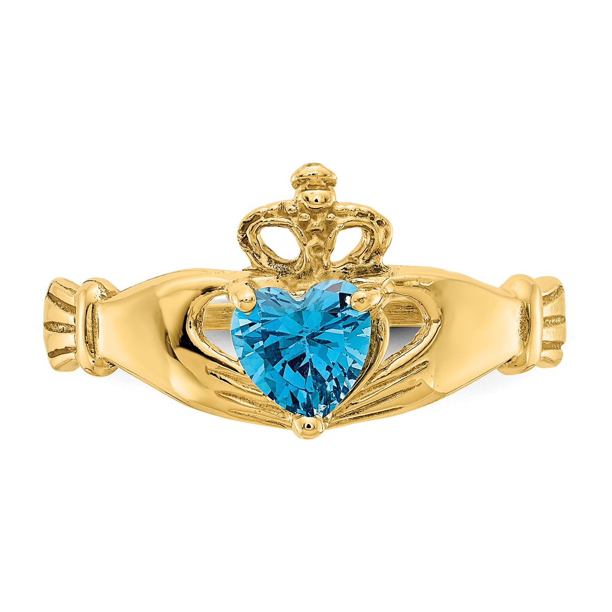 14k CZ December Birthstone Claddagh Heart Ring-D1803