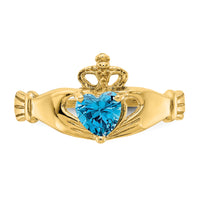 14k CZ December Birthstone Claddagh Heart Ring-D1803