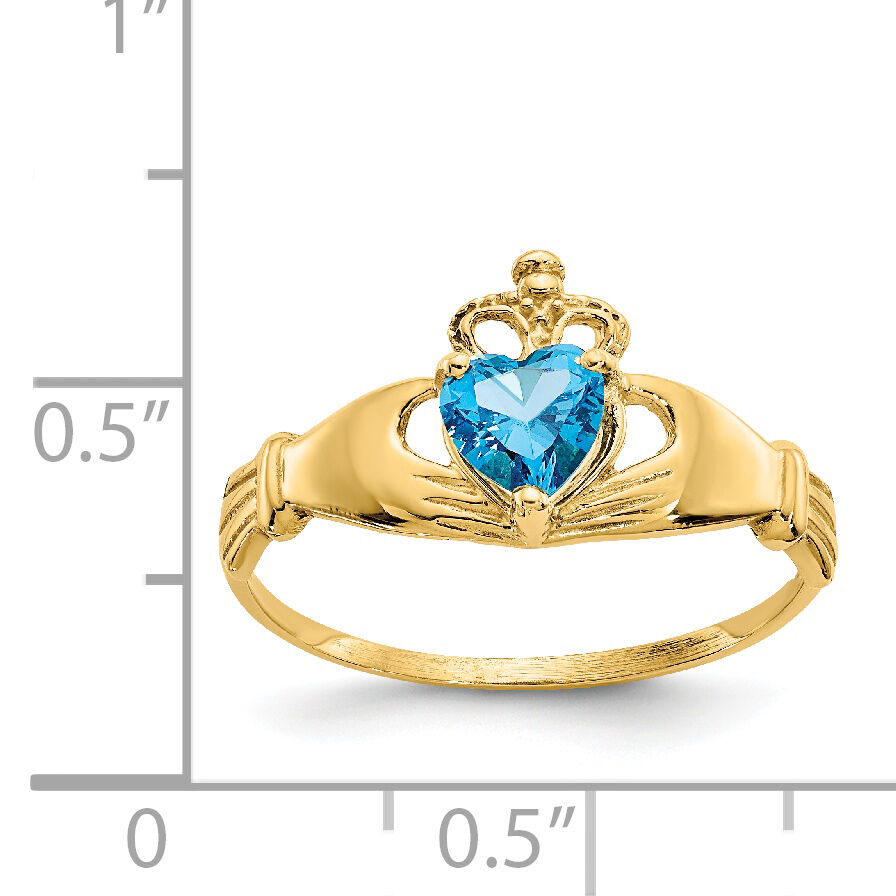 14k CZ December Birthstone Claddagh Heart Ring-D1803