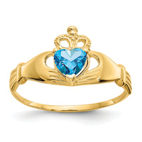 14k CZ December Birthstone Claddagh Heart Ring-D1803