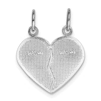 14k White Gold DAUGHTER-MOM Break-apart Heart Charm-D1829