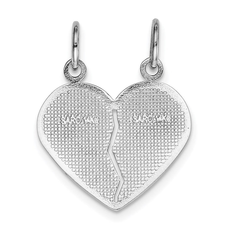 14k White Gold DAUGHTER-MOM Break-apart Heart Charm-D1829