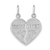 14k White Gold DAUGHTER-MOM Break-apart Heart Charm-D1829