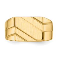 14k 13.0x11.0mm Open Back Diagonal Mens Signet Ring-D1836