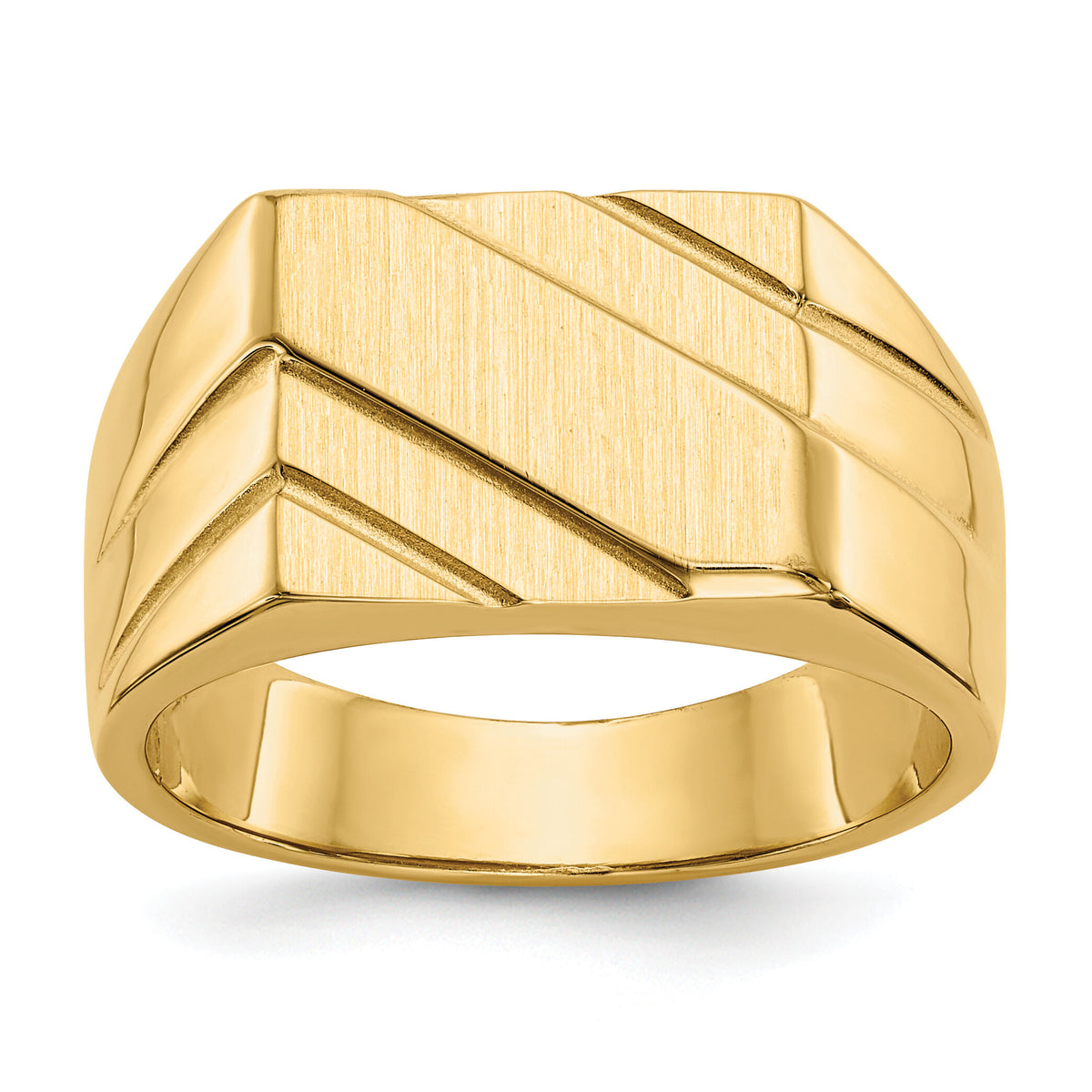 14k 13.0x11.0mm Open Back Diagonal Mens Signet Ring-D1836