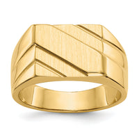 14k 13.0x11.0mm Open Back Diagonal Mens Signet Ring-D1836