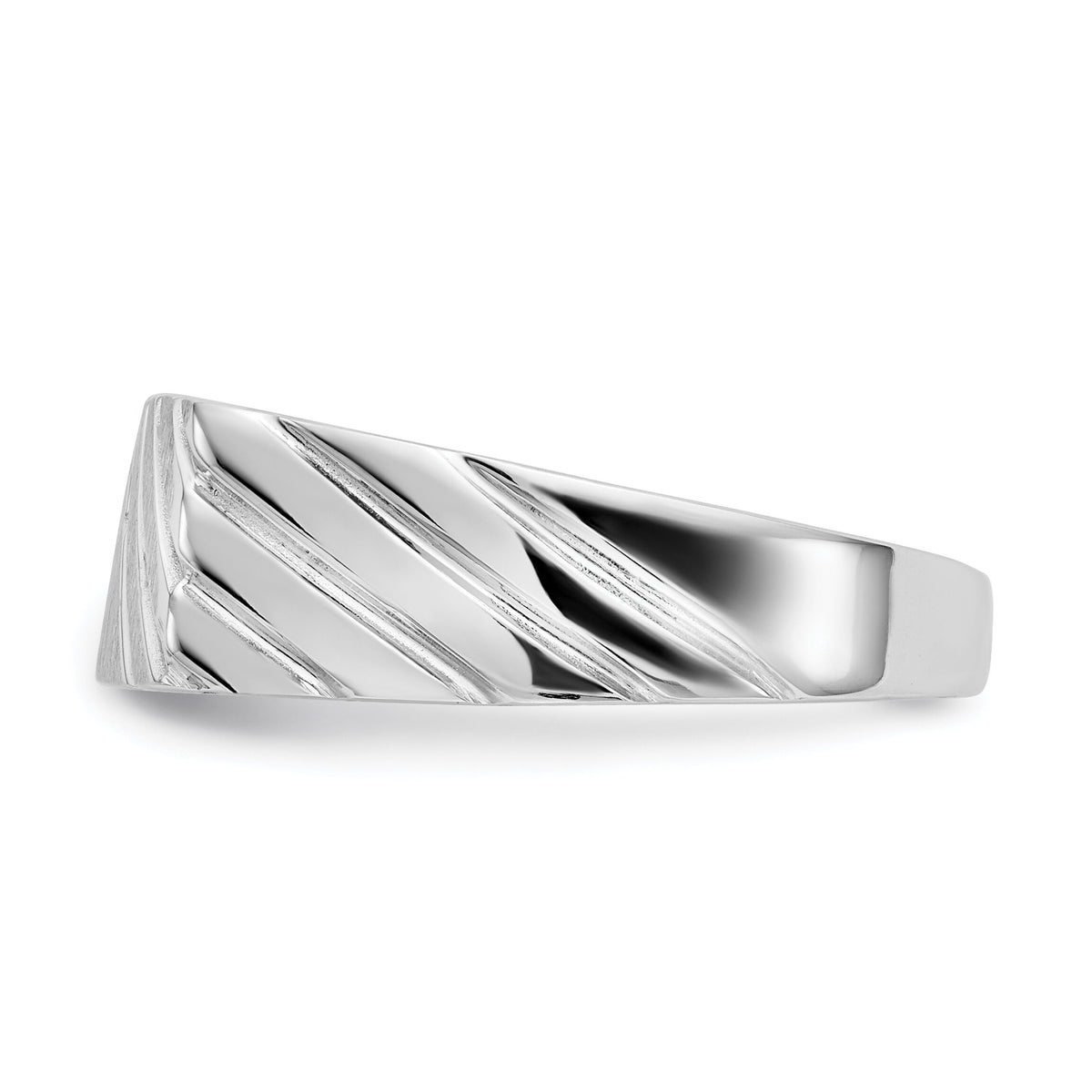 14k White Gold 16.5x7.5mm Open Back Mens Signet Ring-D1840