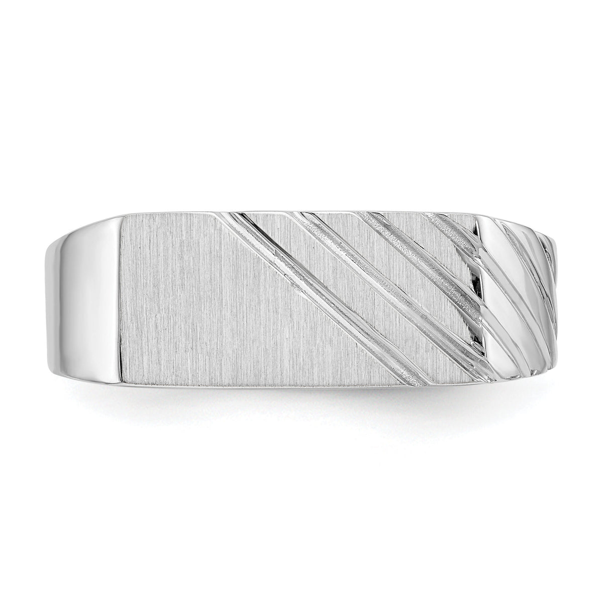 14k White Gold 16.5x7.5mm Open Back Mens Signet Ring-D1840