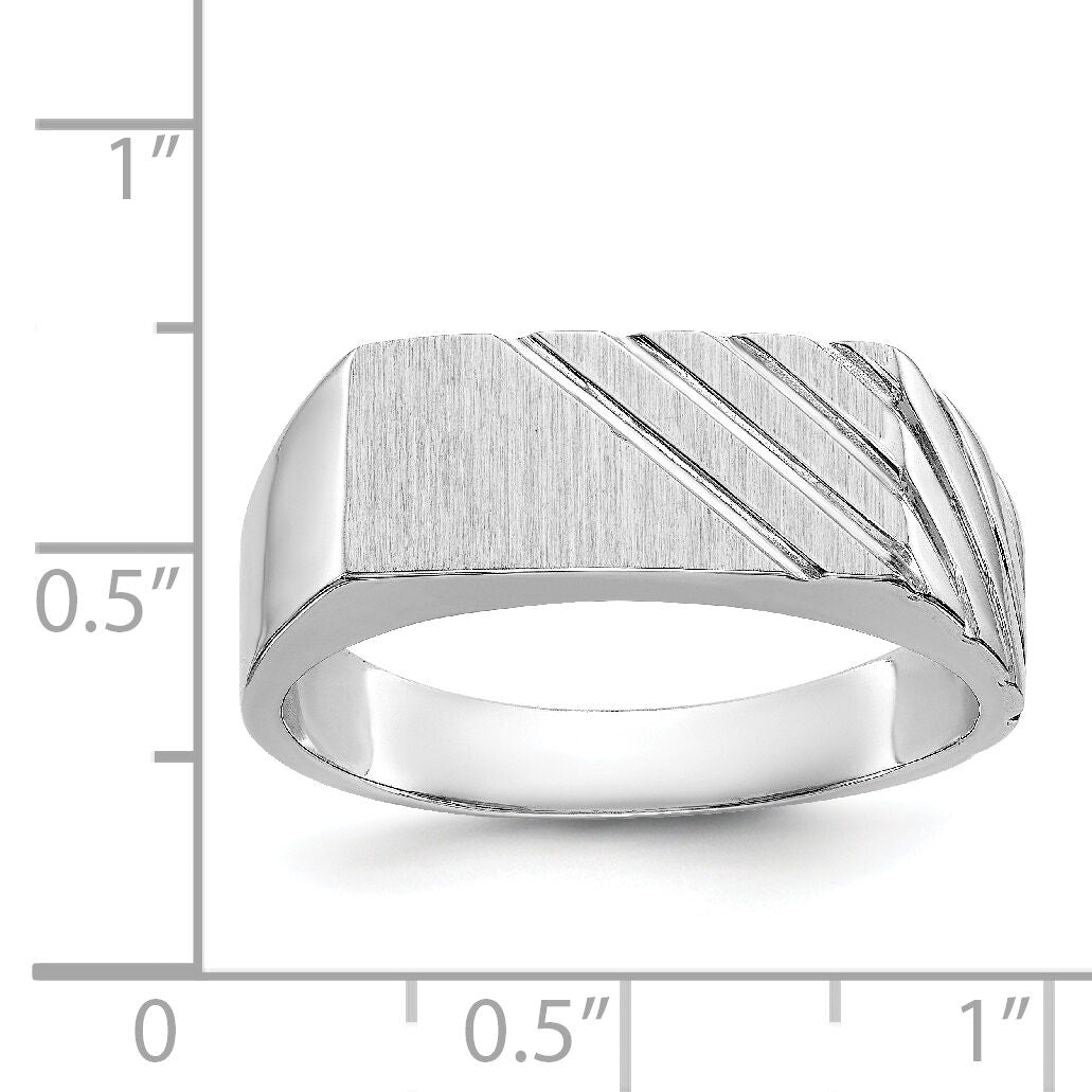 14k White Gold 16.5x7.5mm Open Back Mens Signet Ring-D1840