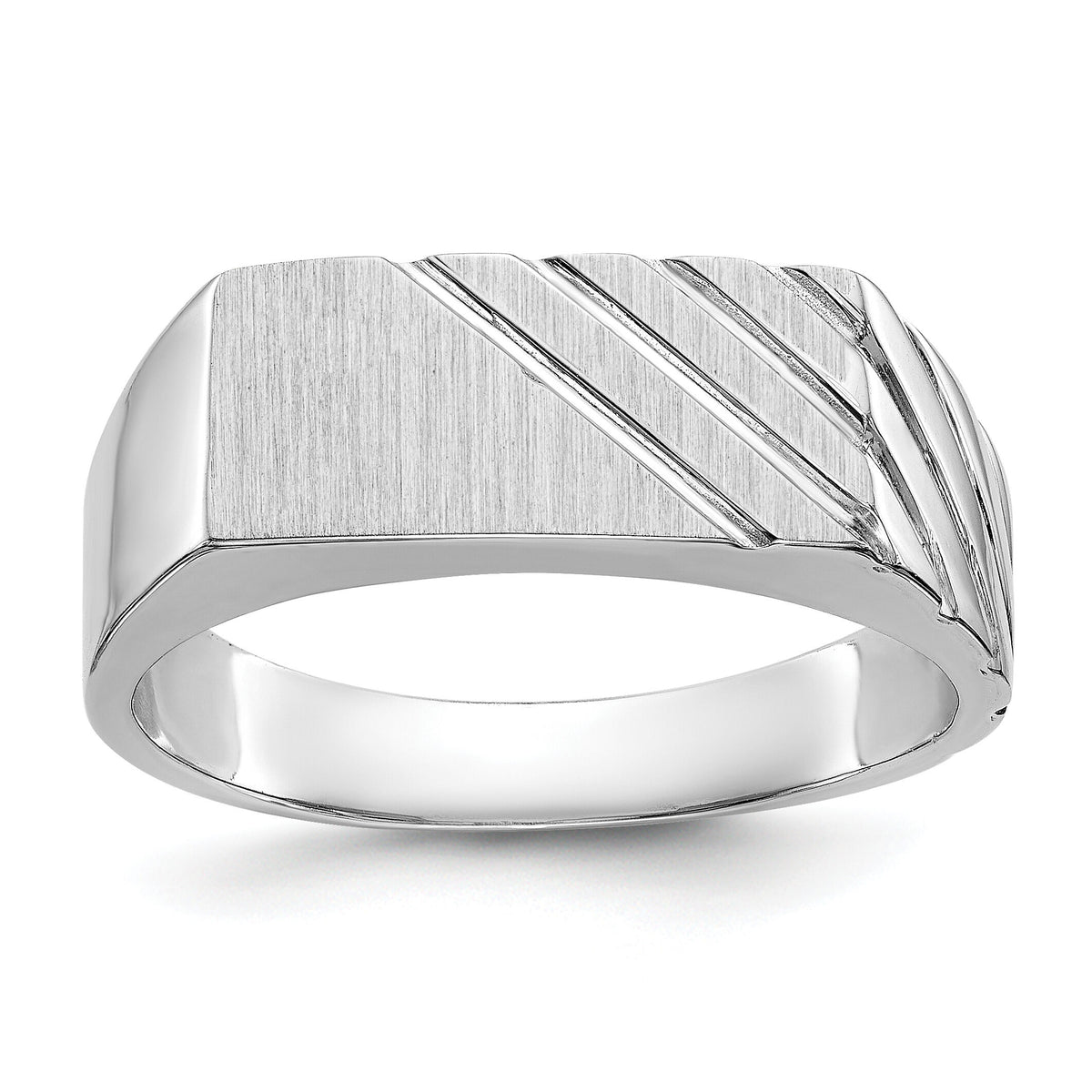 14k White Gold 16.5x7.5mm Open Back Mens Signet Ring-D1840