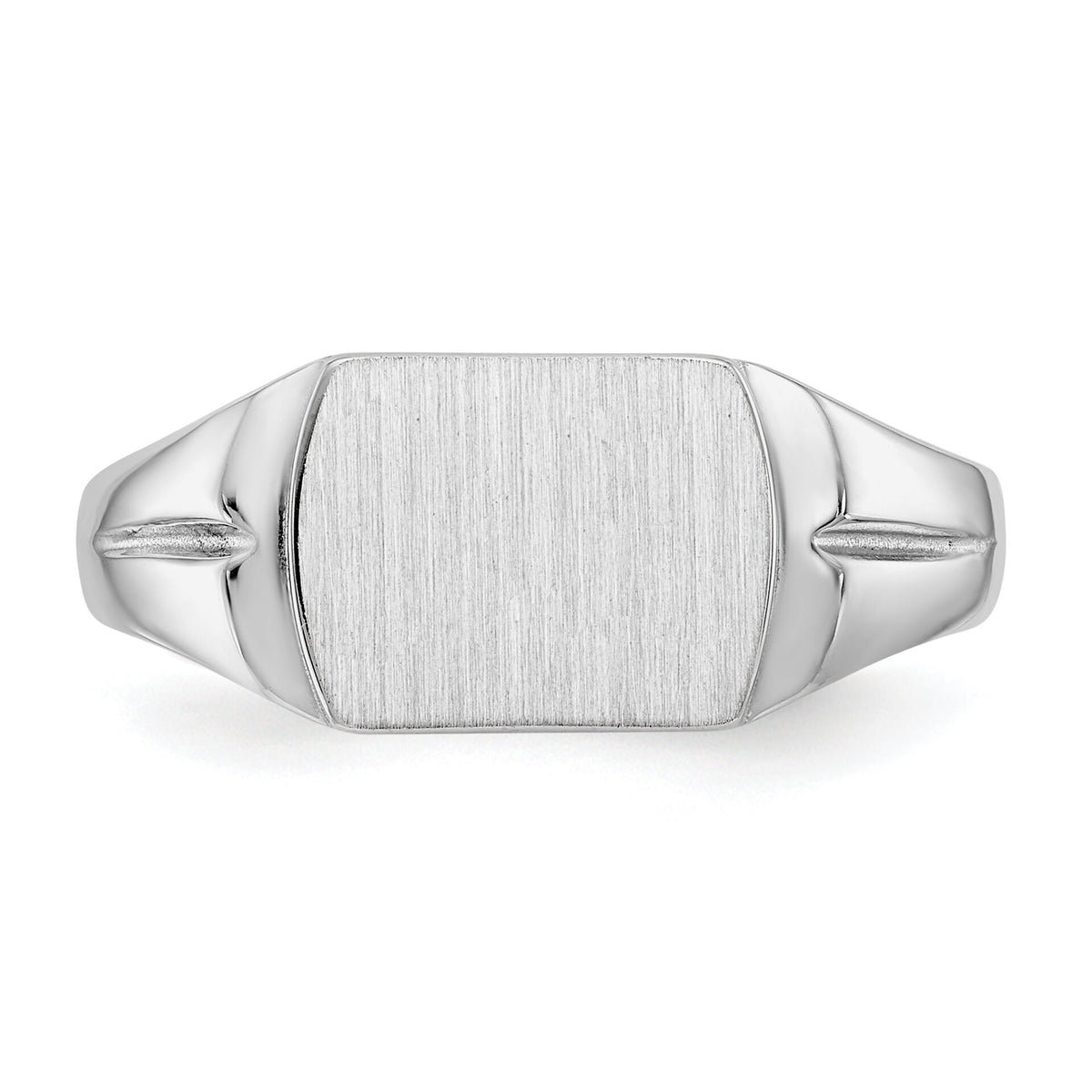 14k White Gold 10.5x8.0mm Closed Back Signet Ring-D1841