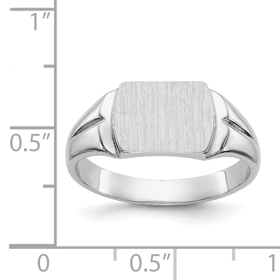 14k White Gold 10.5x8.0mm Closed Back Signet Ring-D1841
