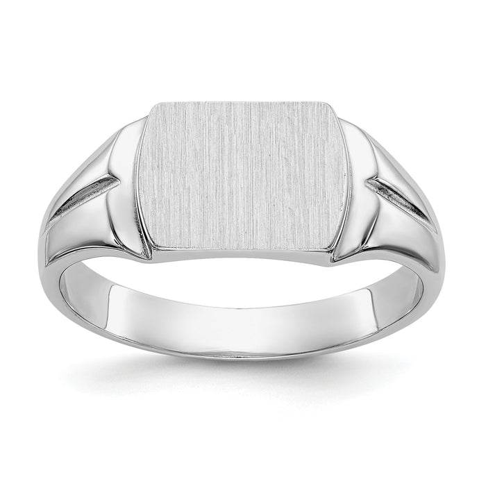 14k White Gold 10.5x8.0mm Closed Back Signet Ring-D1841