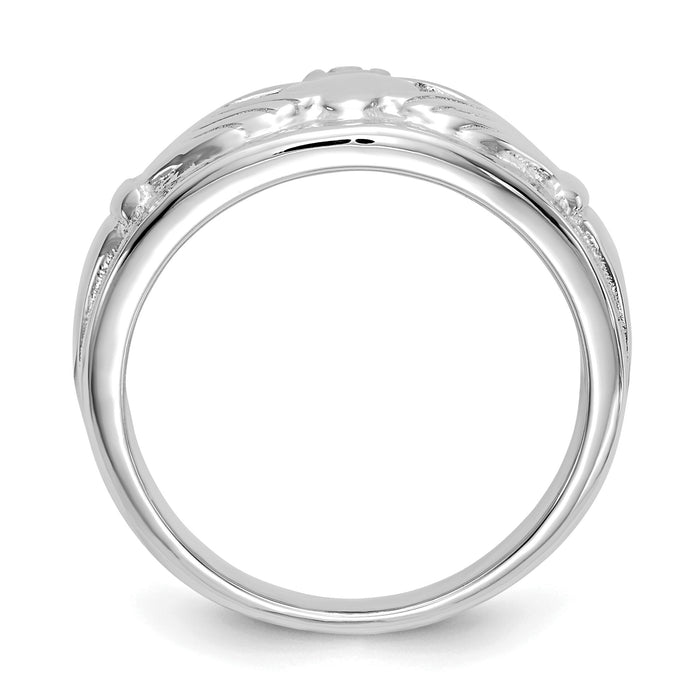 14k White Gold Ladies Claddagh Ring-D1851