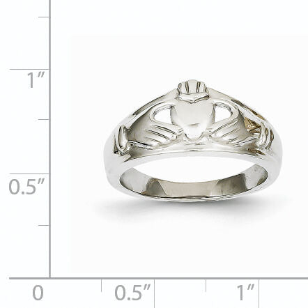 14k White Gold Ladies Claddagh Ring-D1851