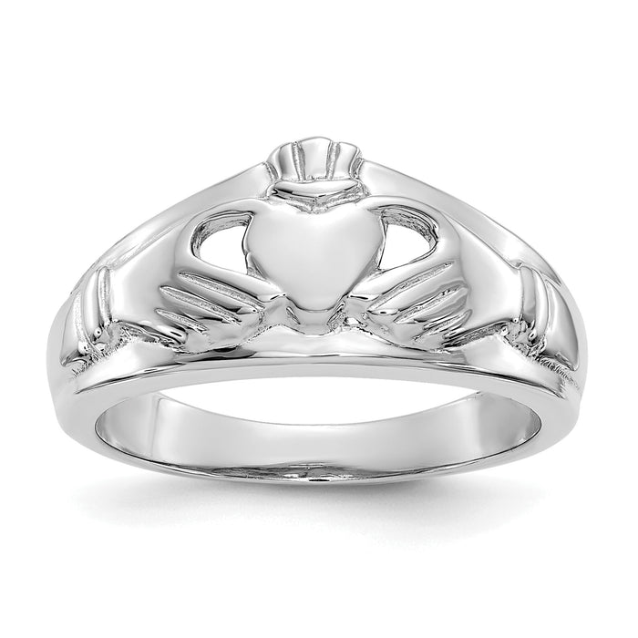 14k White Gold Ladies Claddagh Ring-D1851