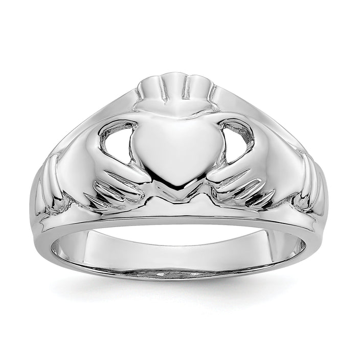 14k White Gold Ladies Claddagh Ring-D1852