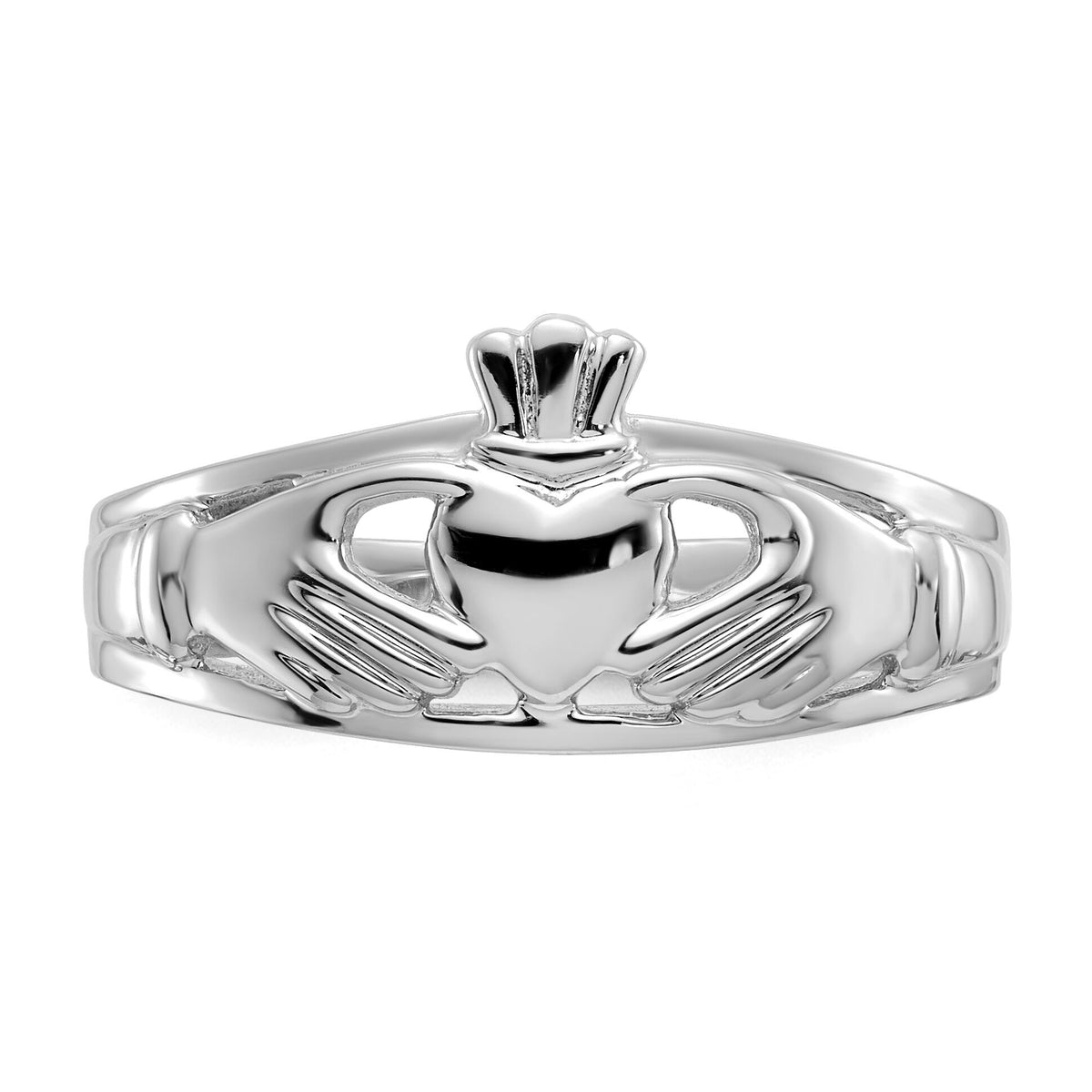 14k White Gold Ladies Claddagh Ring-D1855