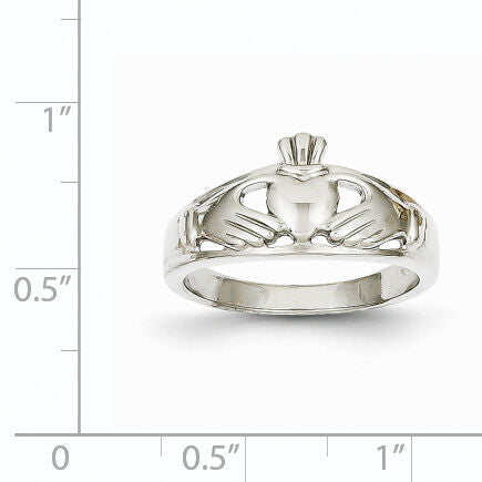 14k White Gold Ladies Claddagh Ring-D1855