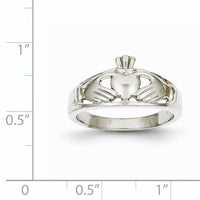 14k White Gold Ladies Claddagh Ring-D1855