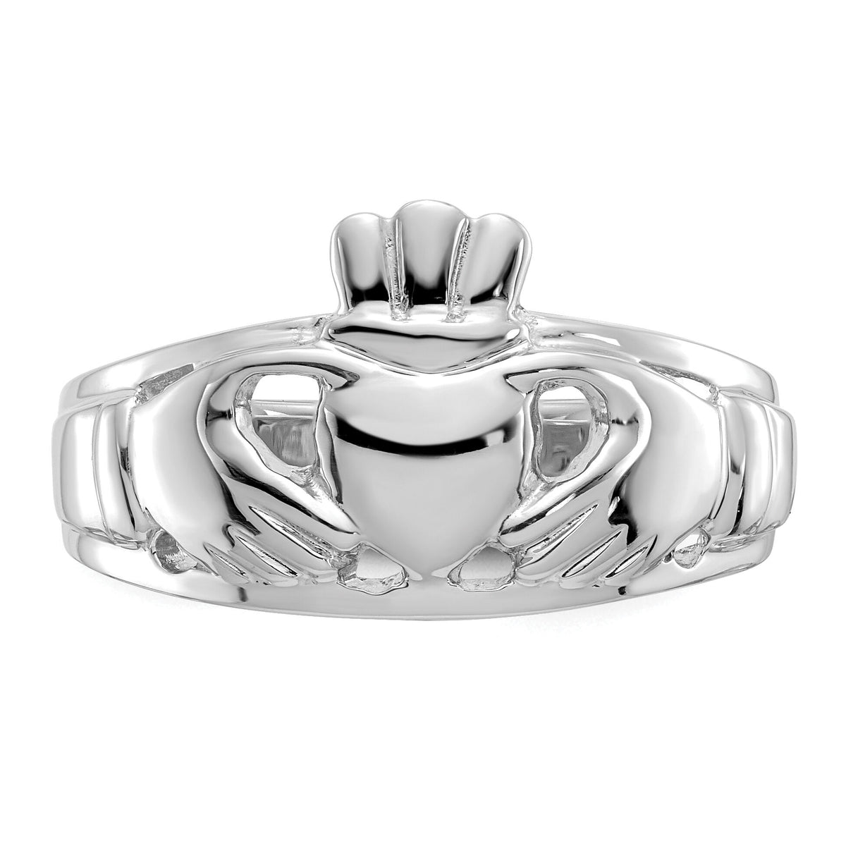 14k White Gold Ladies Claddagh Ring-D1856
