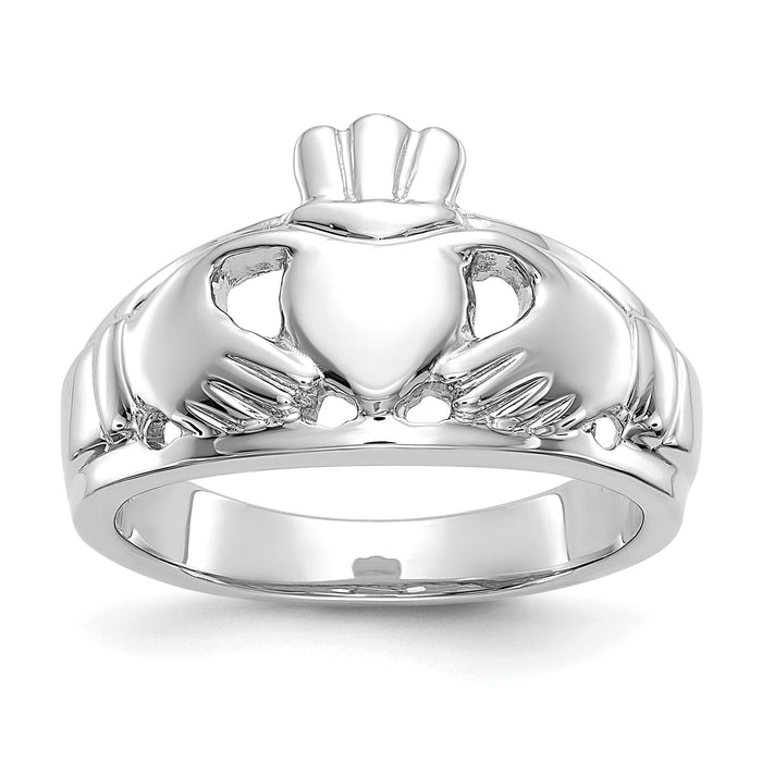 14k White Gold Ladies Claddagh Ring-D1856