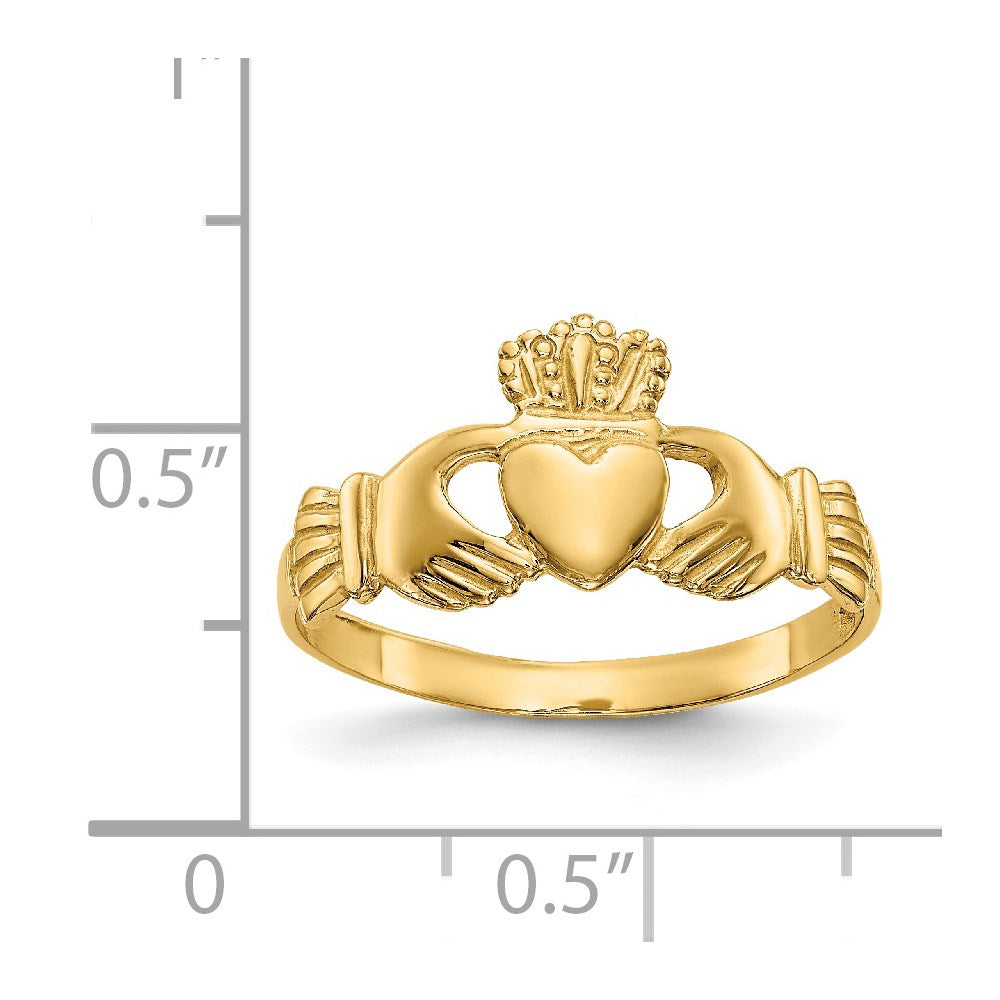 14k Polished Ladies Claddagh Ring-D1863