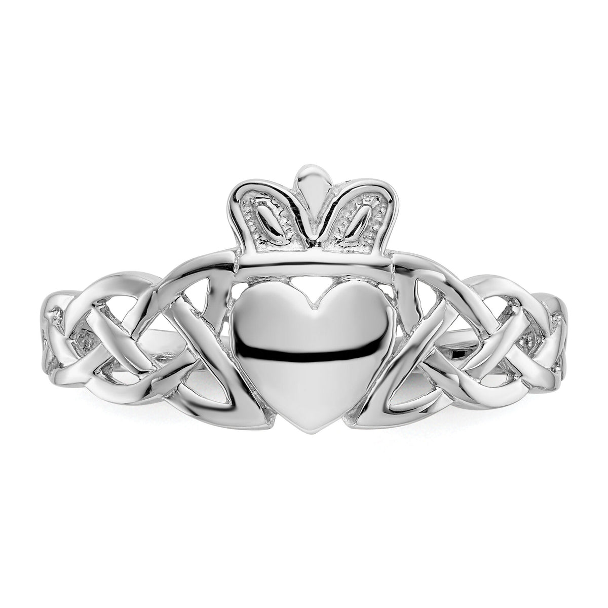 14k White Gold Mens Claddagh Ring-D1867