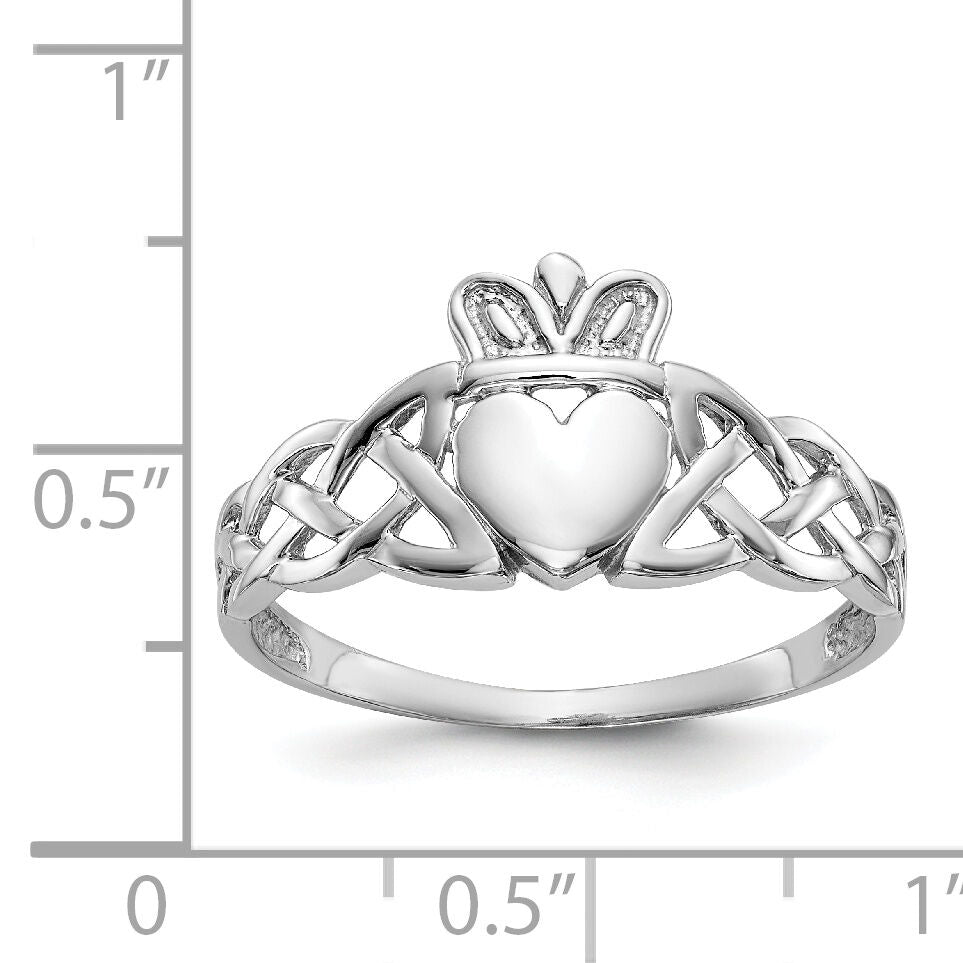 14k White Gold Mens Claddagh Ring-D1867