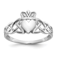14k White Gold Mens Claddagh Ring-D1867