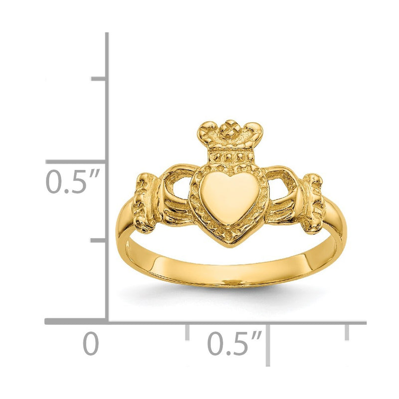 14k Polished Ladies Claddagh Ring-D1863