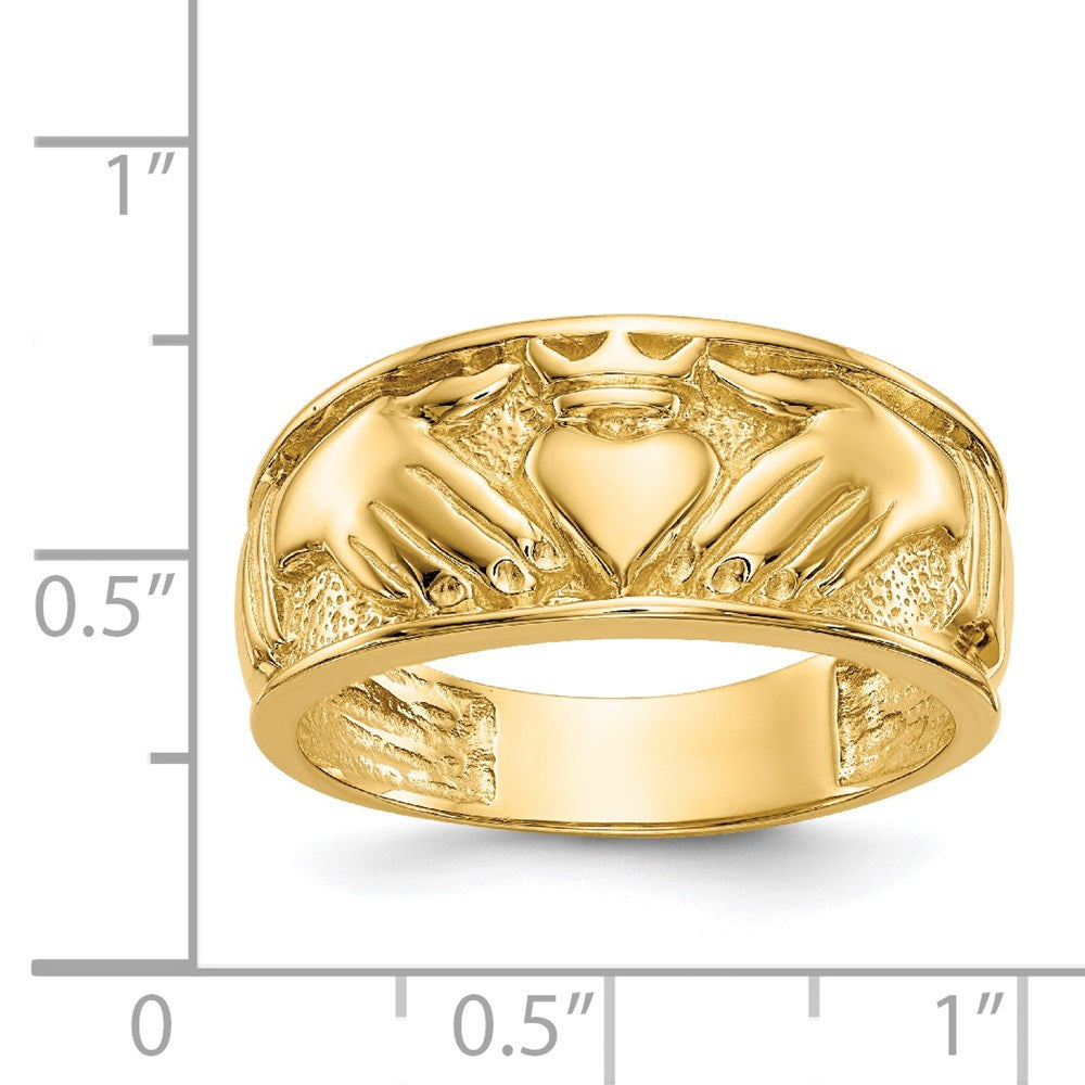 14k Polished Men's Claddagh Band-D1874