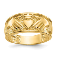 14k Polished Men's Claddagh Band-D1874